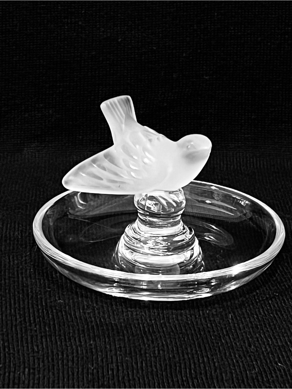 Lalique France Swallow Bird Ring Dish Signed 3.7”